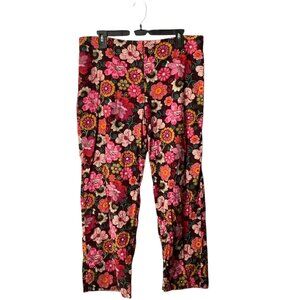 Vera Bradley Floral Corduroy Lounge Pants Women Medium Multicolor Button Closure